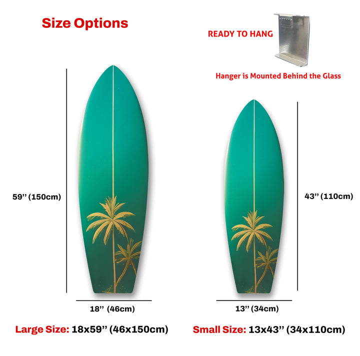 Green Palm Trees Surfboard Wall Art