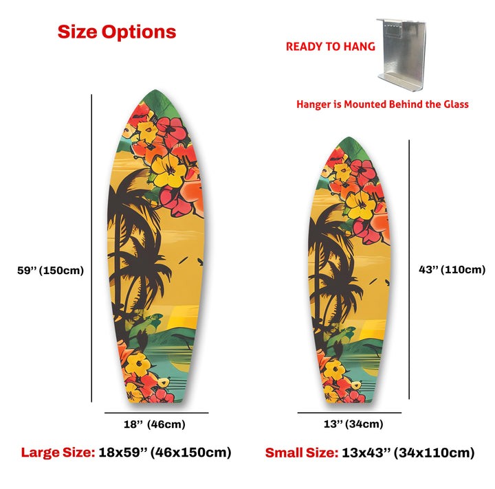 Palm Trees & Flowers Surfboard Wall Art