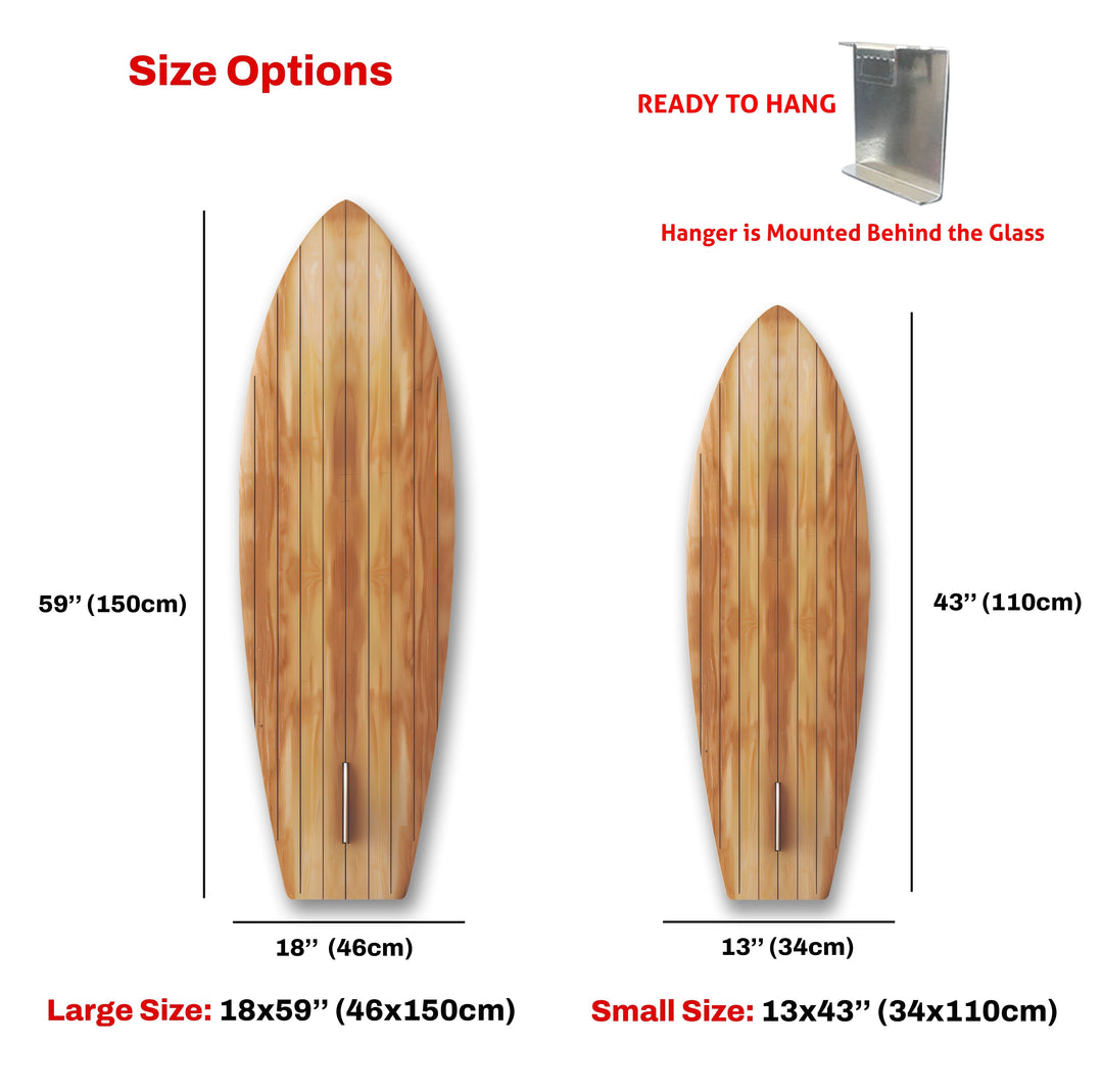 Wood Details Brown Beige Surfboard Wall Art