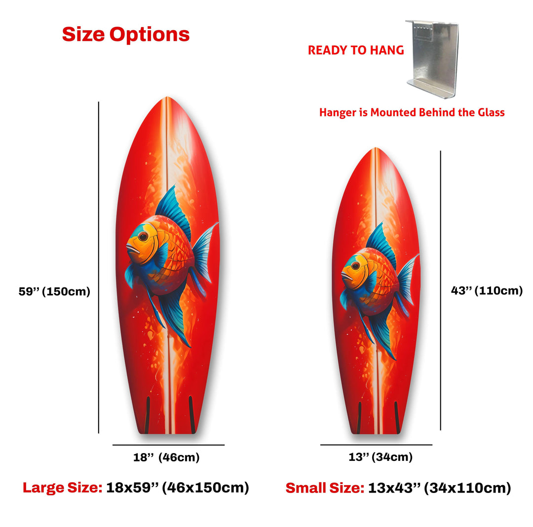 Red Fish Surfboard Wall Art