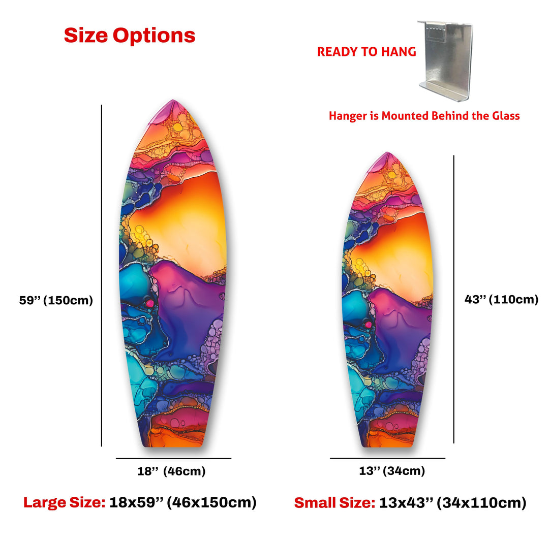 Colored Stained Surfboard Wall Art