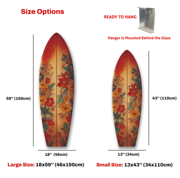 Beauty Vintage Flowers Surfboard Wall Art