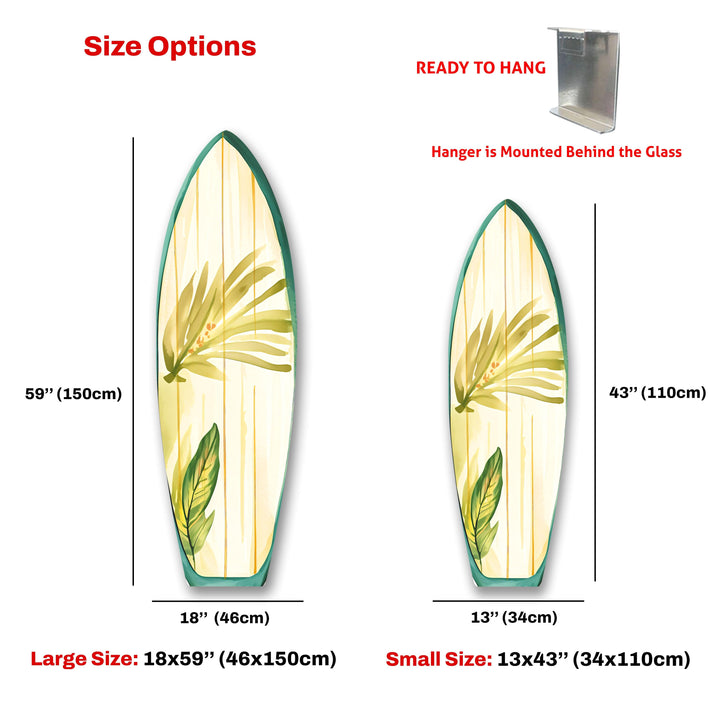 Green Leaf Surfboard Wall Art