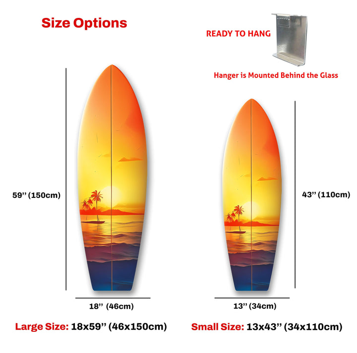 Beauty Sunset Surfboard Wall Art