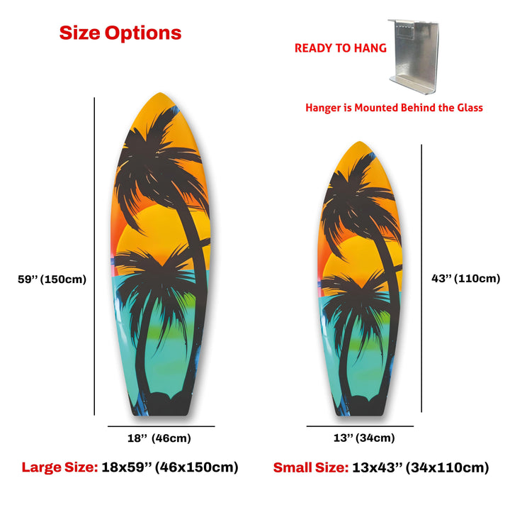 Black Palm Trees Surfboard Wall Art