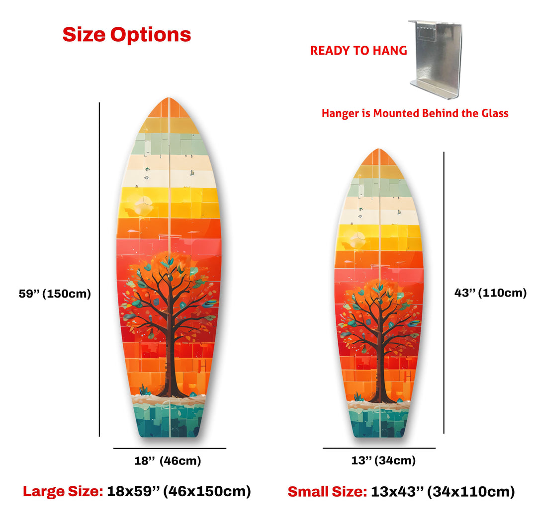 Stained Tree Orange Surfboard Wall Art