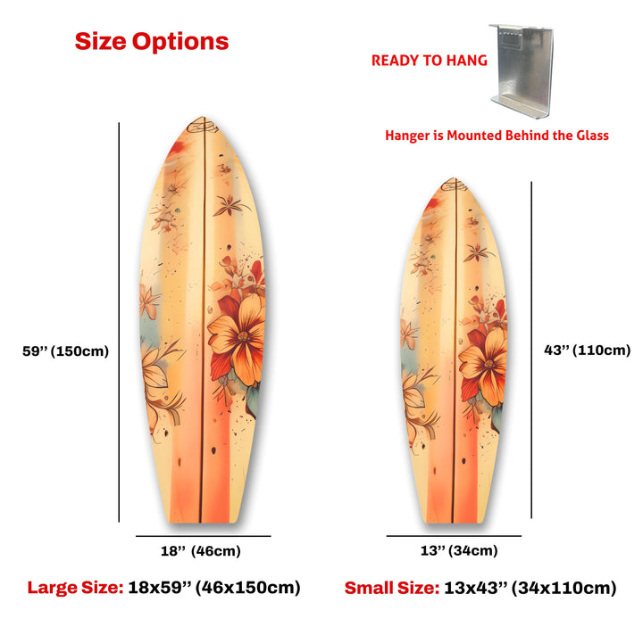 Beige Flowers Art Surfboard Wall Art