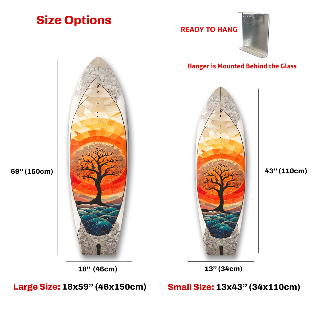 Stained Orange Tree Surfboard Wall Art