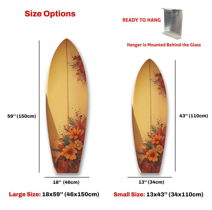 Flower Beige Surfboard Wall Art