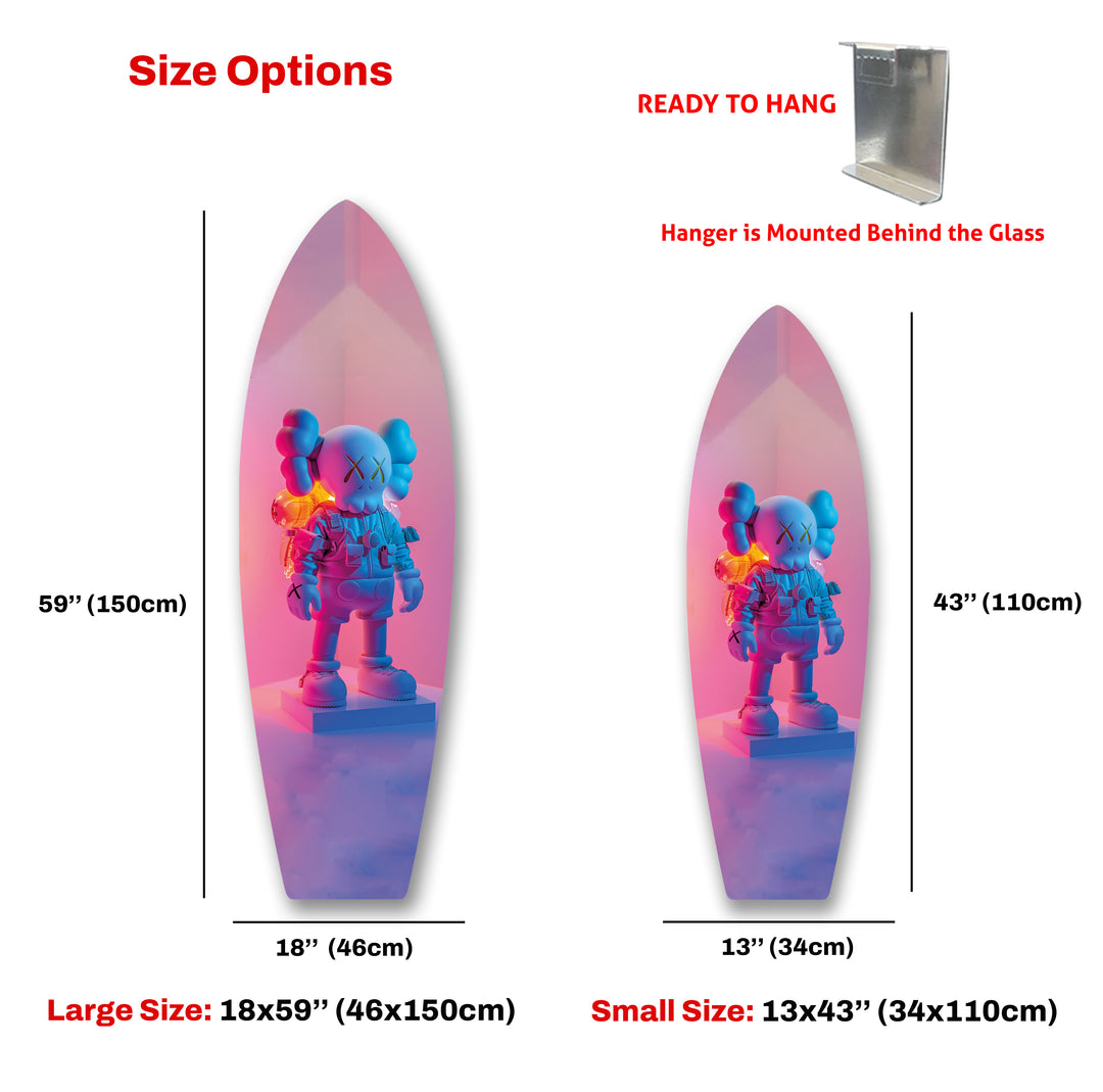 Kaws-Inspired Urban Street Art Surfboard Wall Art – Colorful Figurine Design