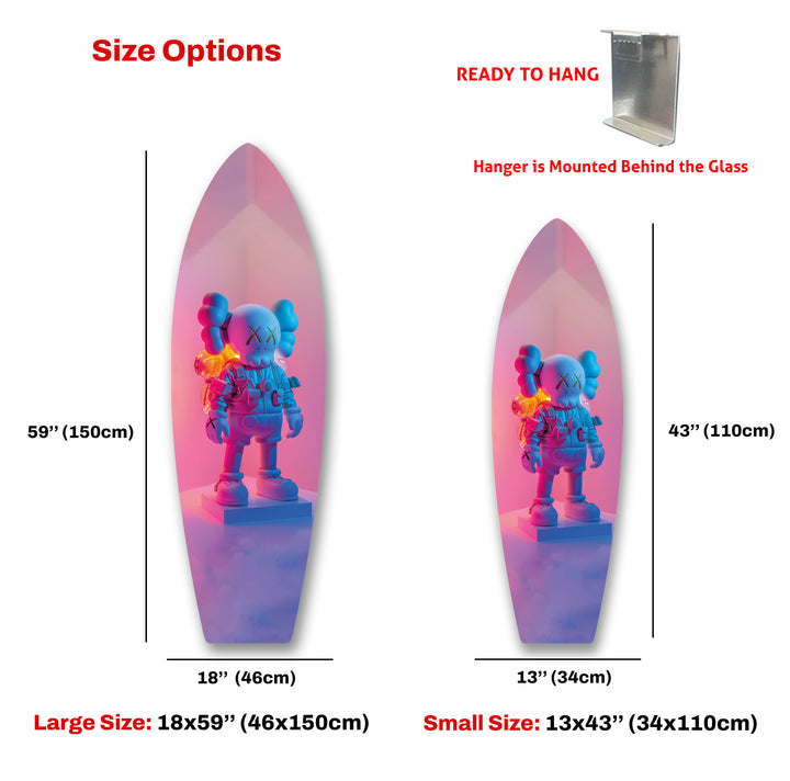 Kaws-Inspired Urban Street Art Surfboard Wall Art – Colorful Figurine Design