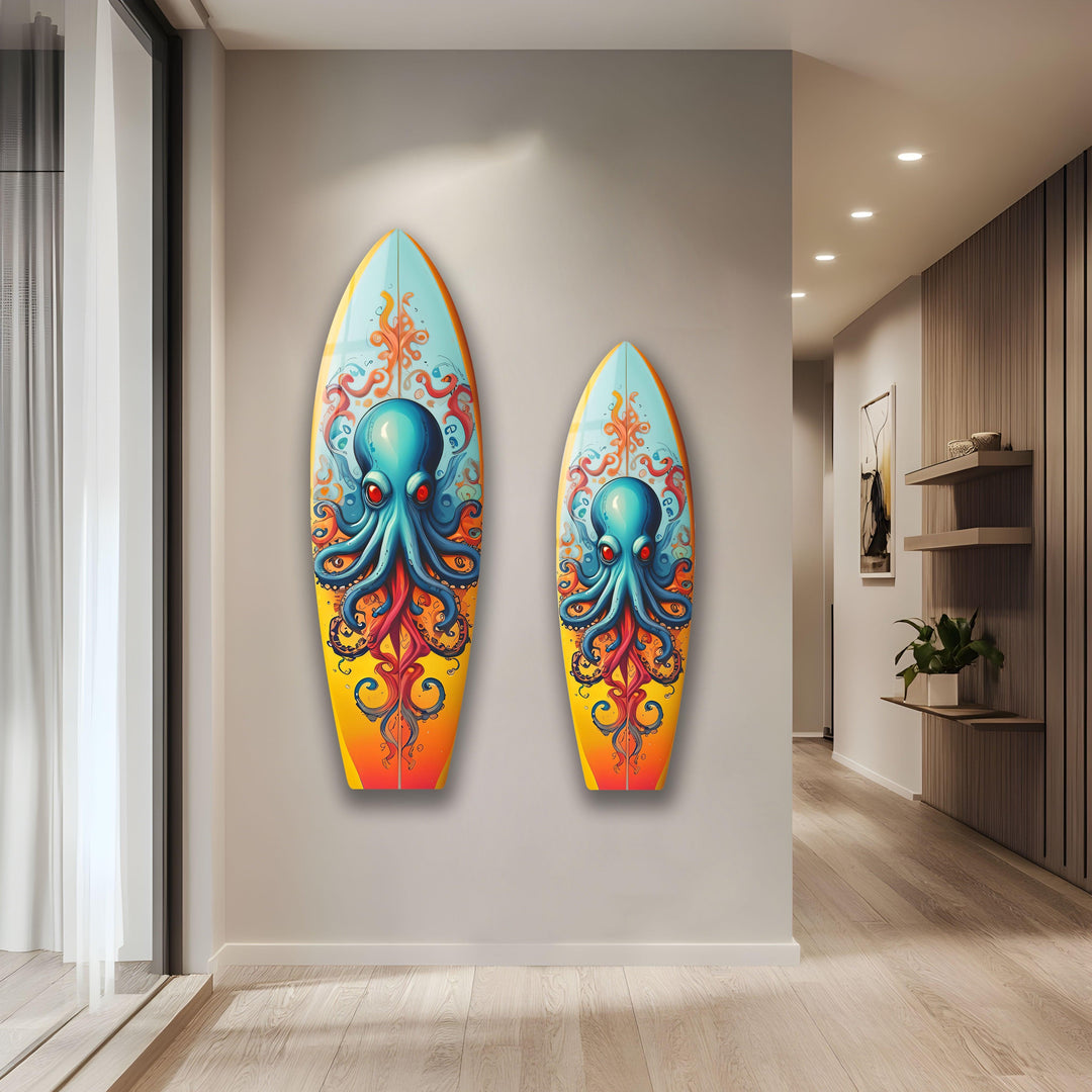 Blue Octopus Surfboard Wall Art