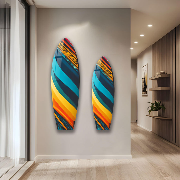 Blue Orange Art Surfboard Wall Art