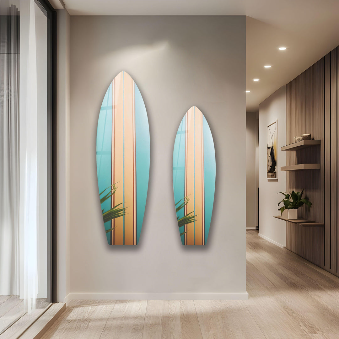 Beige and Brown Surfboard Wall Art