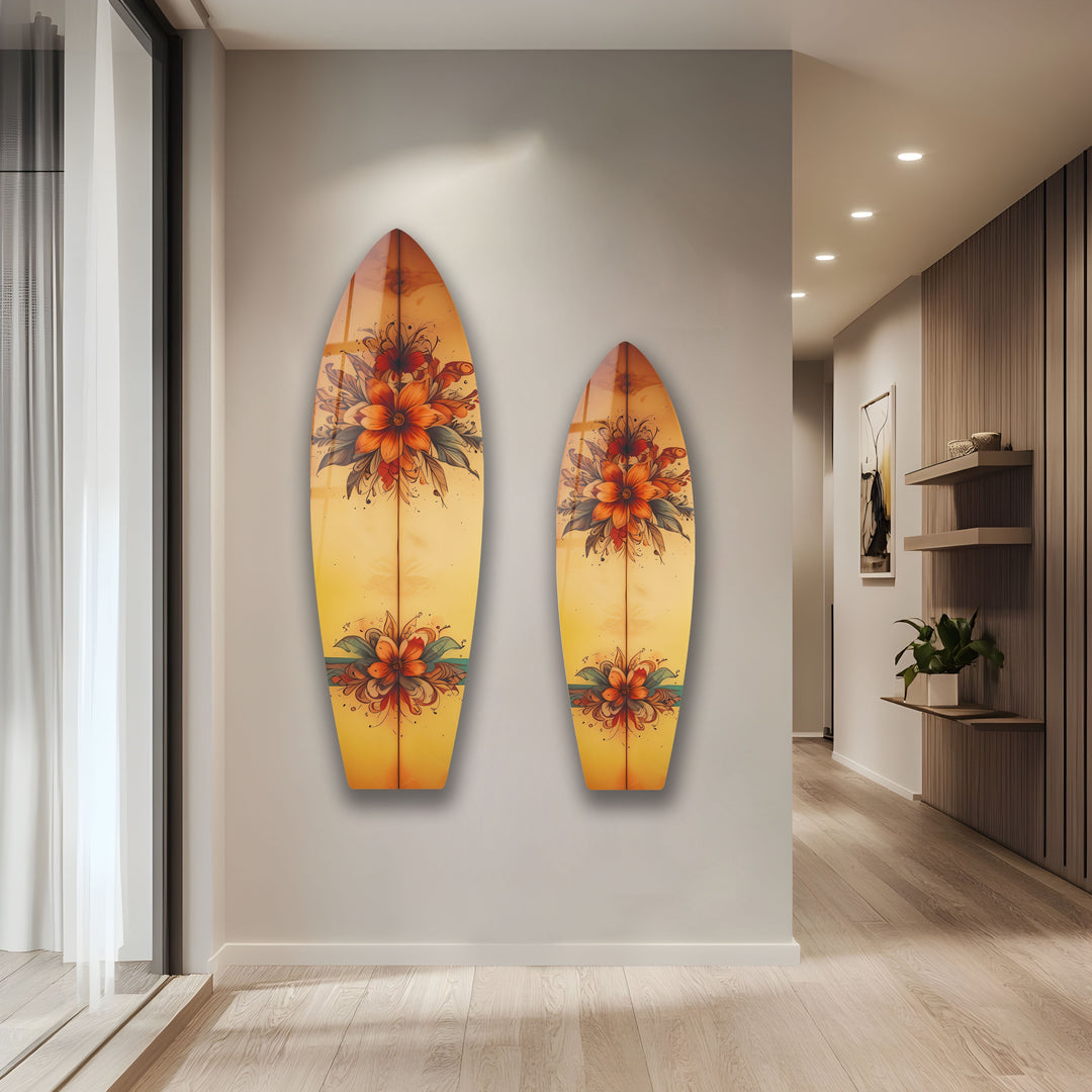 Vintage Botanical Surfboard Wall Art