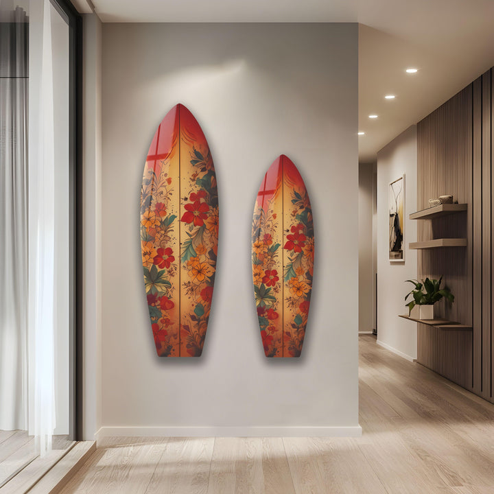 Beauty Vintage Flowers Surfboard Wall Art