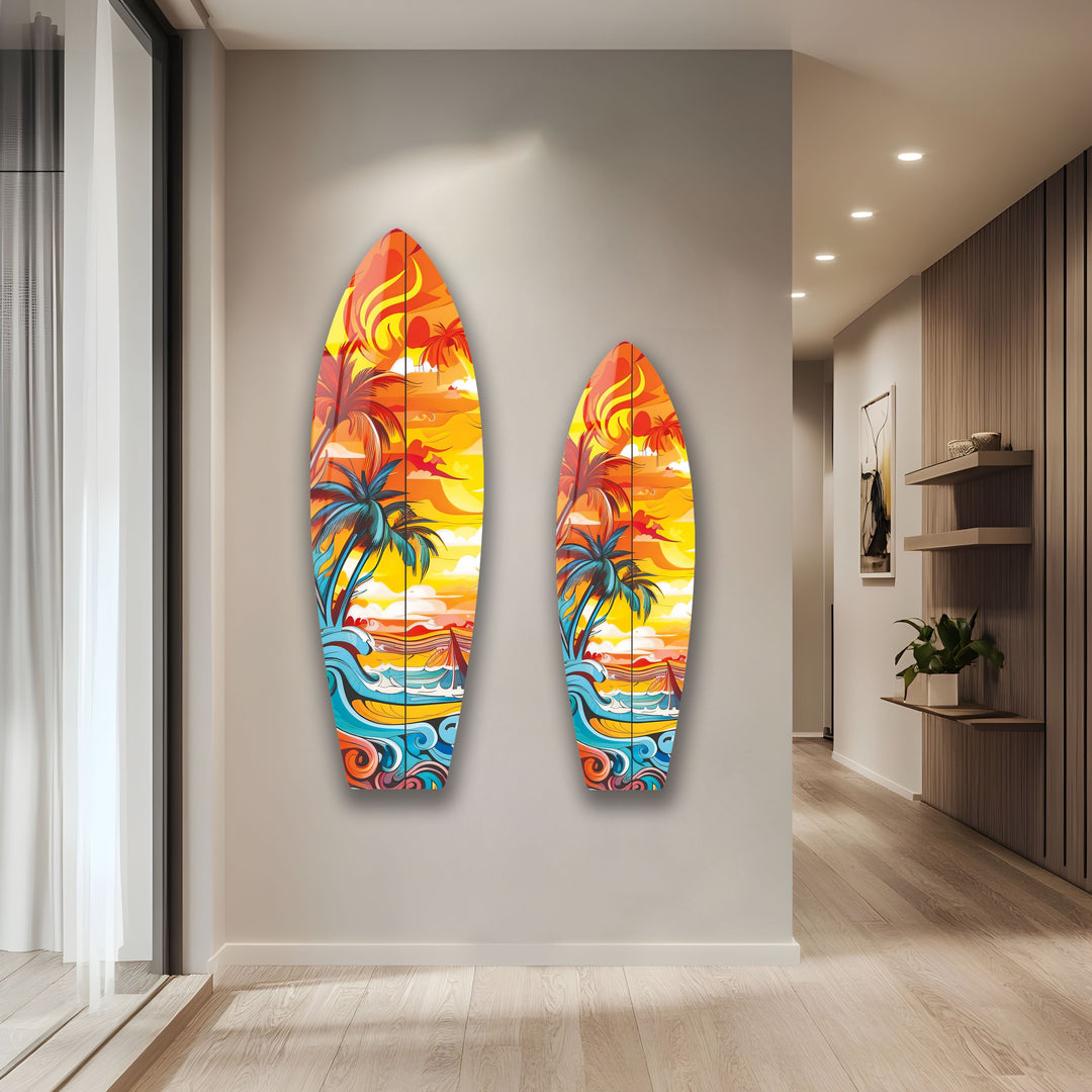 Vivid Tropical Art Surfboard Wall Art