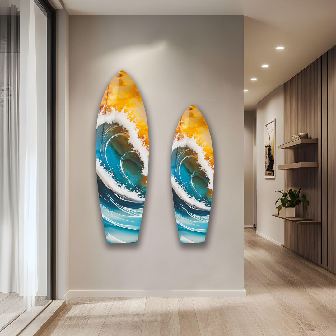 Big Ocean Waves Surfboard Wall Art