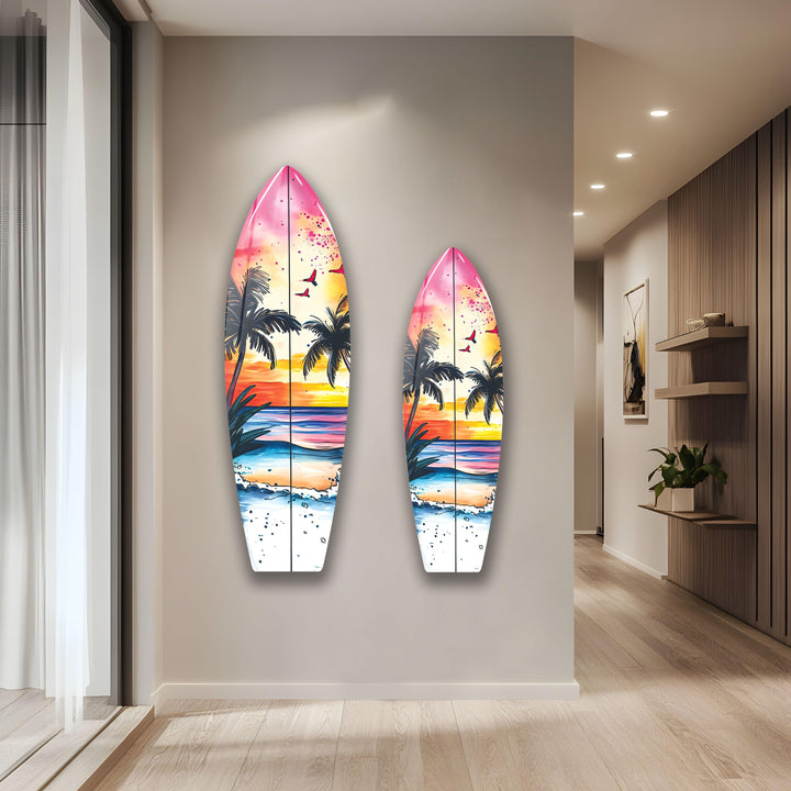 Vivid Colors Tropical Surfboard Wall Art