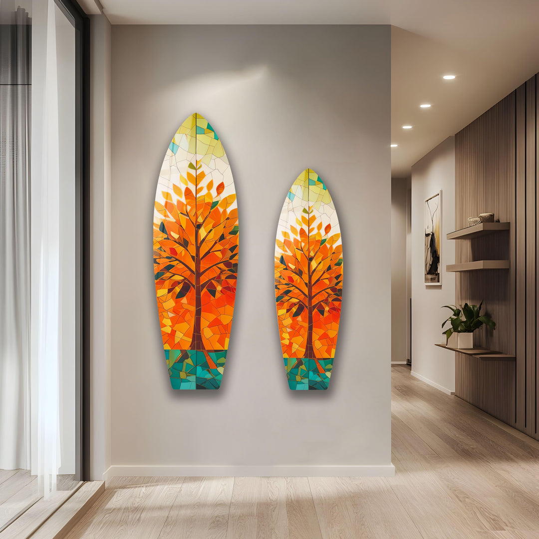 Mosaic Orange Tree Surfboard Wall Art