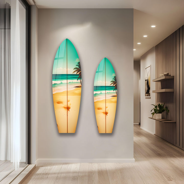 Tropical Beach Surfboard Wall Art