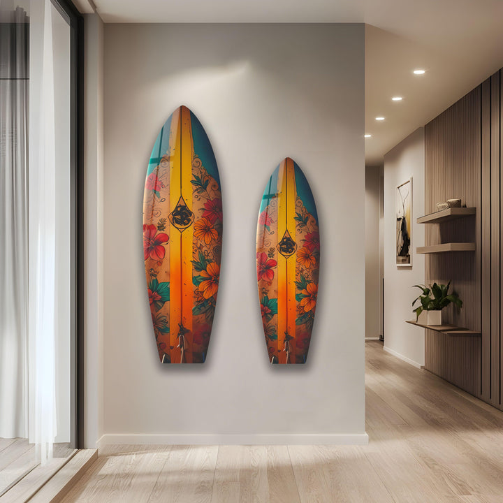 Botanical Vintage Surfboard Wall Art