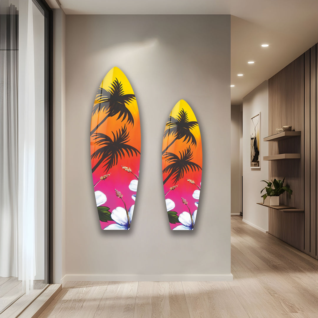 Soft Tropical Surfboard Wall Art