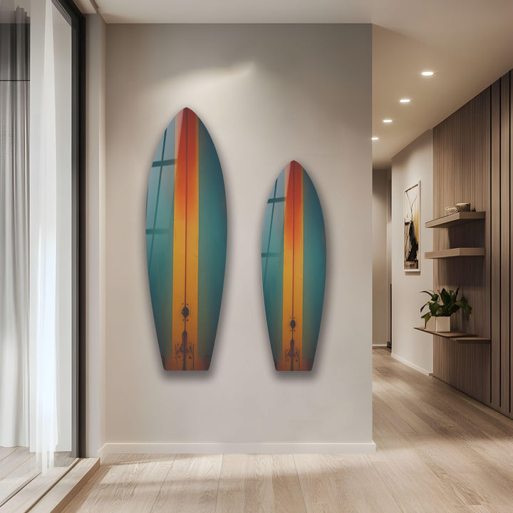 Brown & Green Surfboard Wall Art