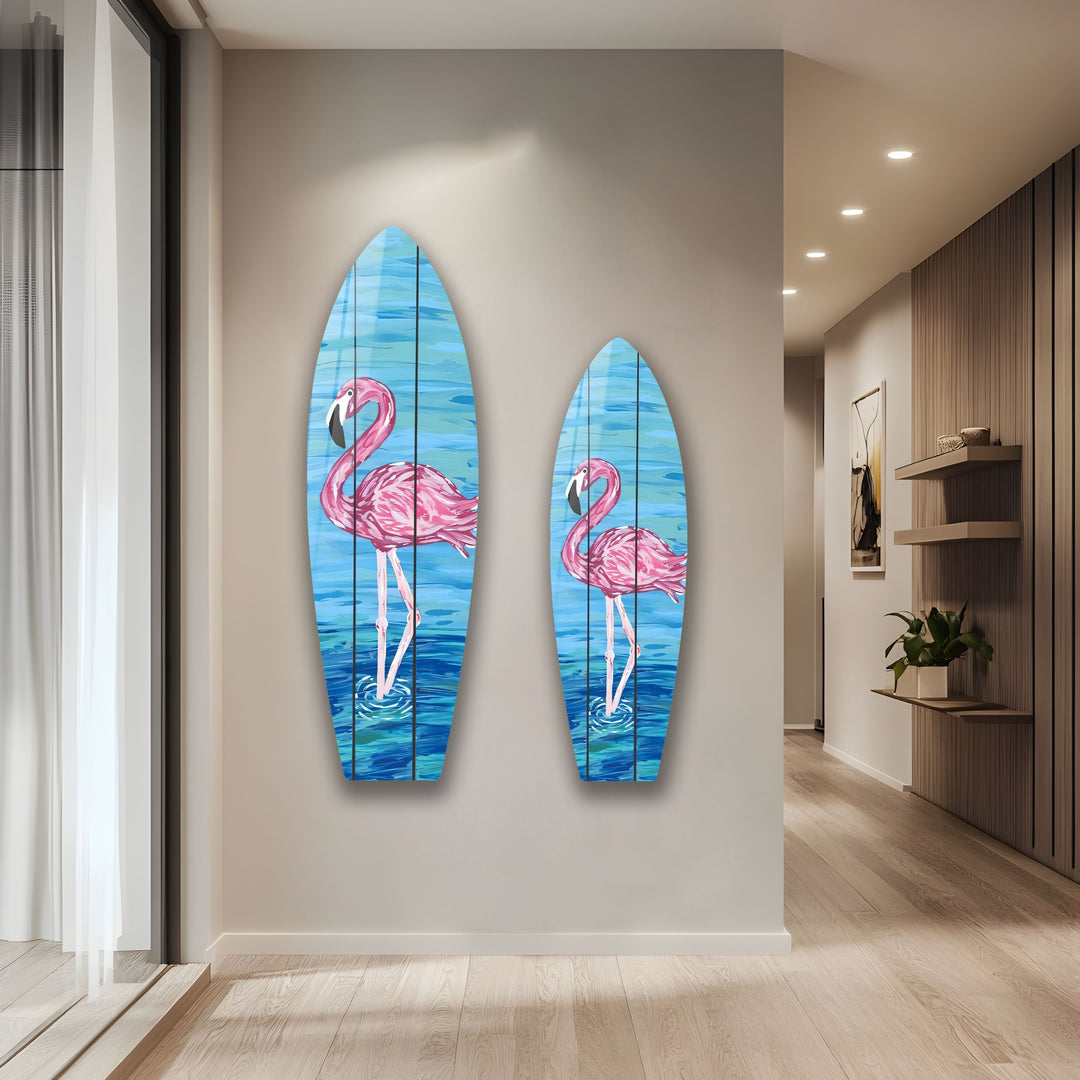 Flamingo Surfboard Wall Art