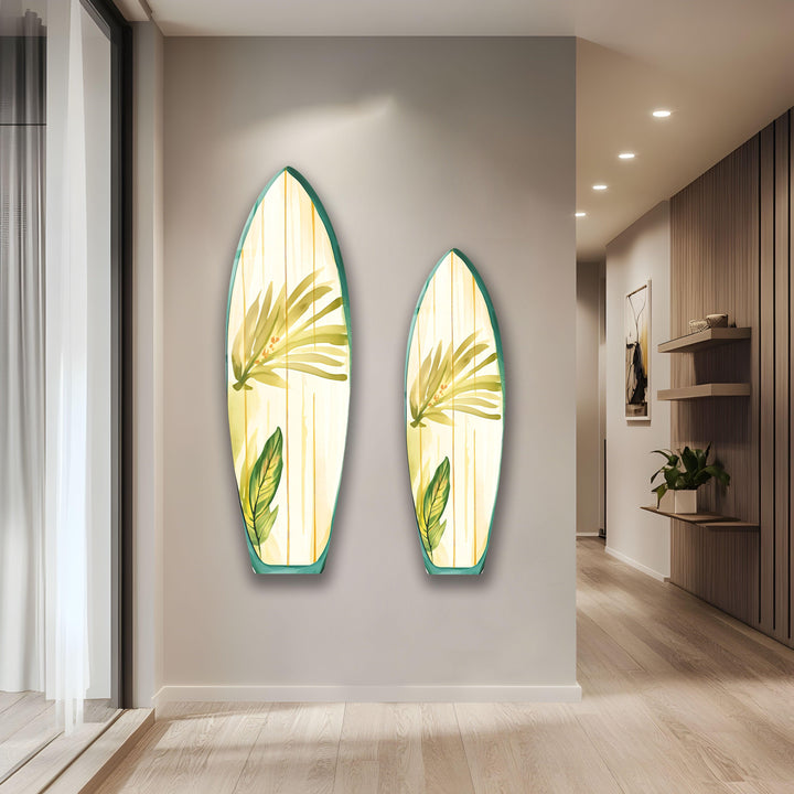 Green Leaf Surfboard Wall Art