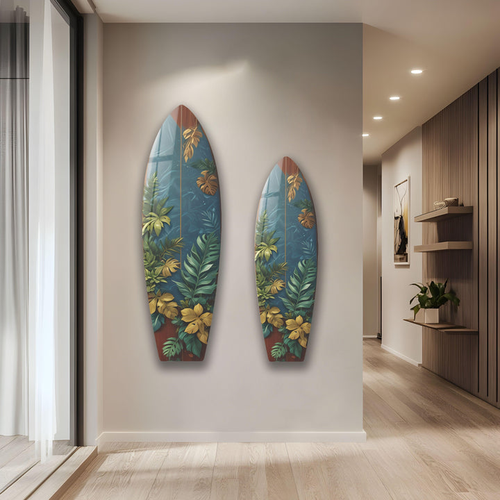 Botanical Leafs Surfboard Wall Art