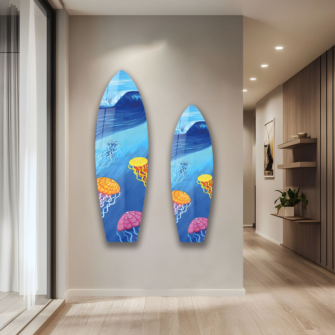 Jellyfishes Surfboard Wall Art