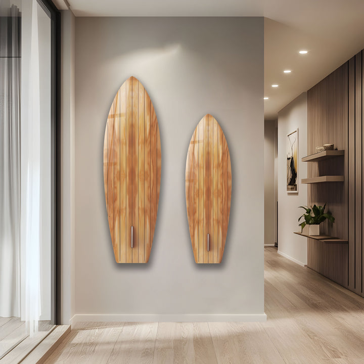 Wood Details Brown Beige Surfboard Wall Art