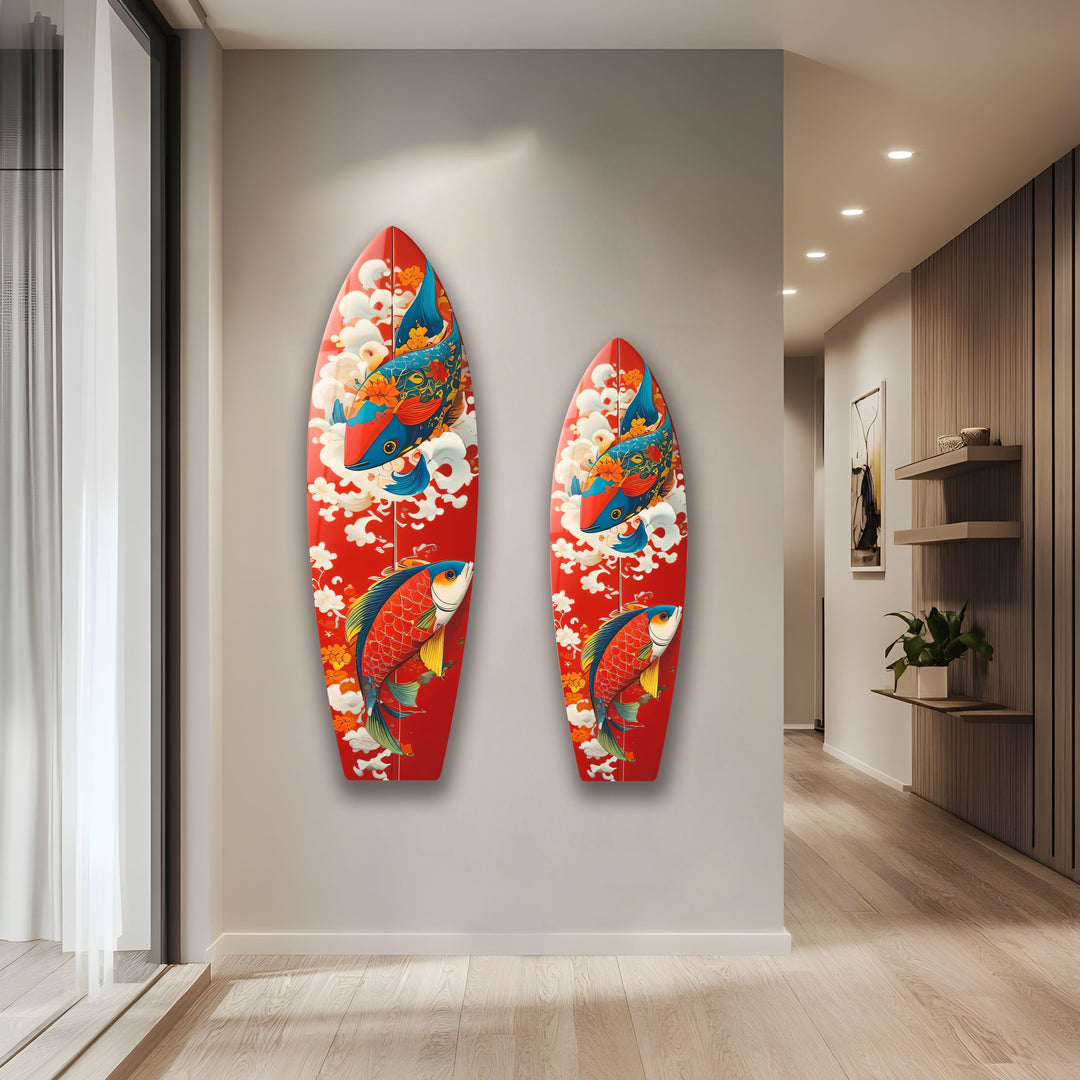 Koi Fish Surfboard Wall Art