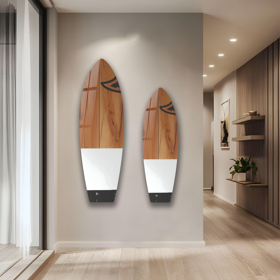 Wood Details White Surfboard Wall Art