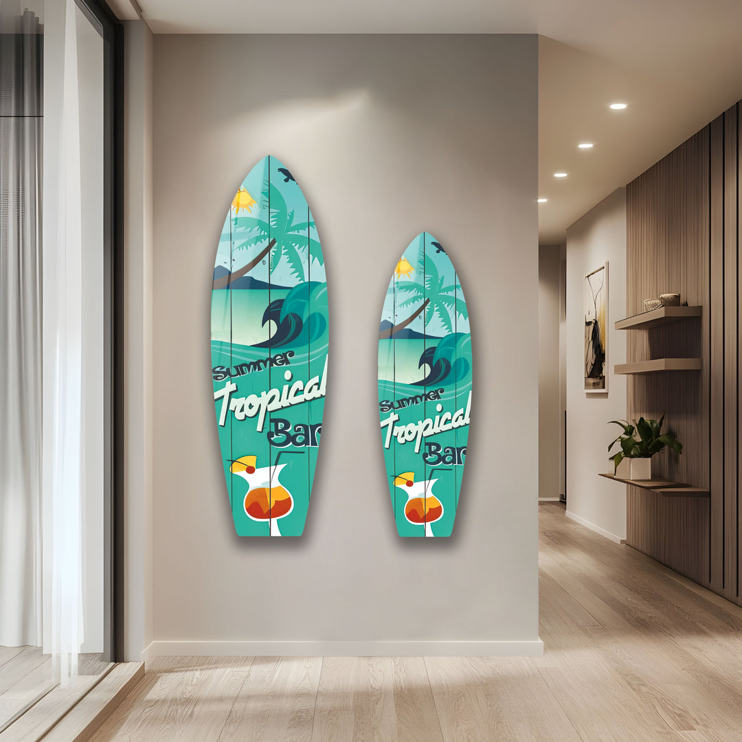 Summer Tropical Surfboard Wall Art