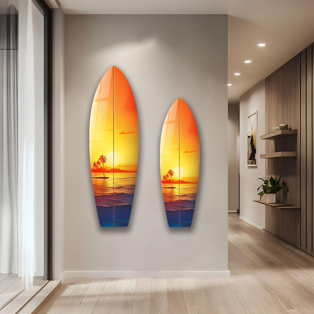 Beauty Sunset Surfboard Wall Art