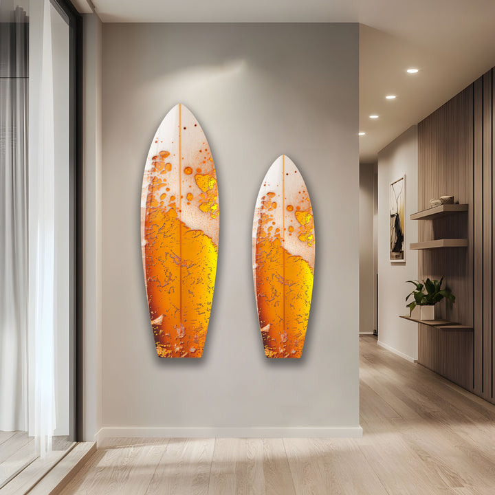 Orange Abstract Surfboard Wall Art