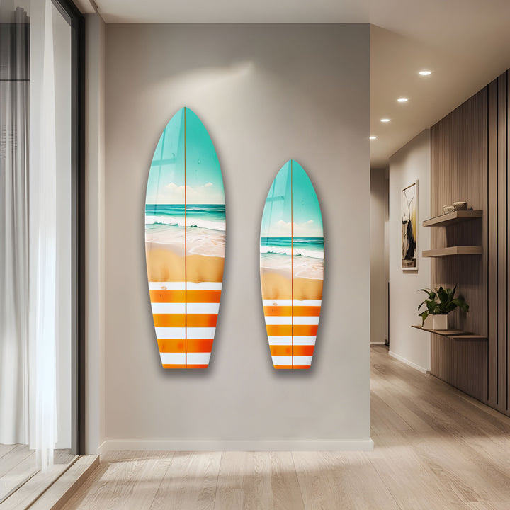 Vivid Ocean Waves Surfboard Wall Art