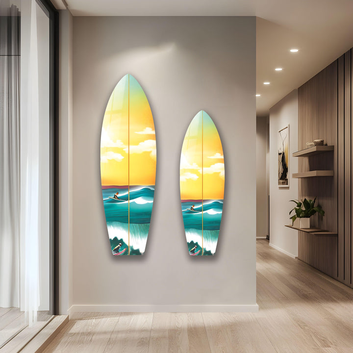 Sea Sunset Art Surfboard Wall Art