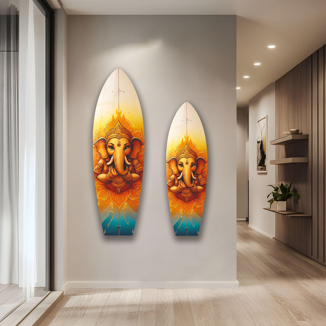 Buddha Orange Surfboard Wall Art