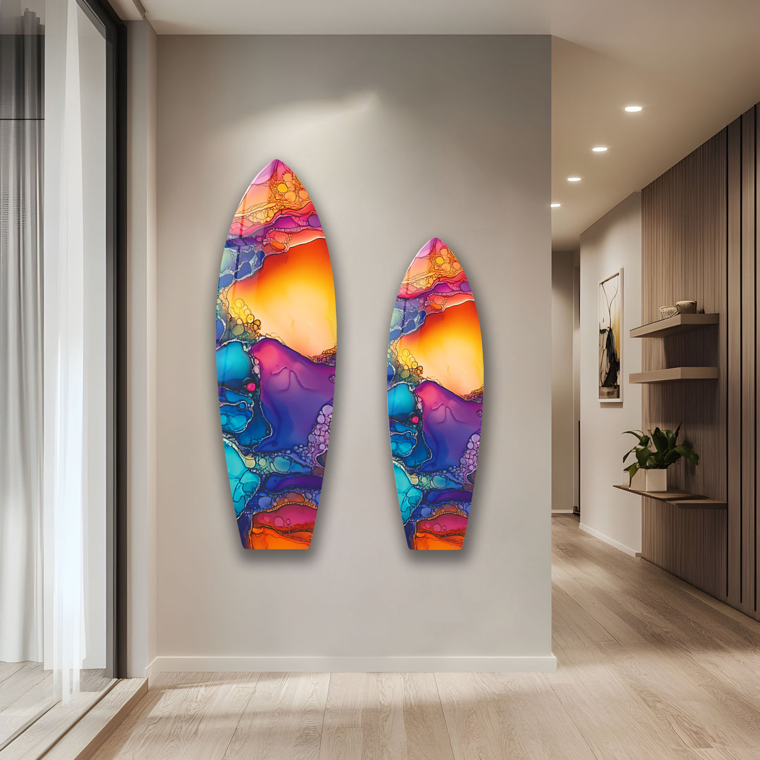 Colored Stained Surfboard Wall Art