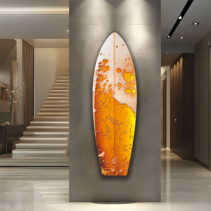 Orange Abstract Surfboard Wall Art