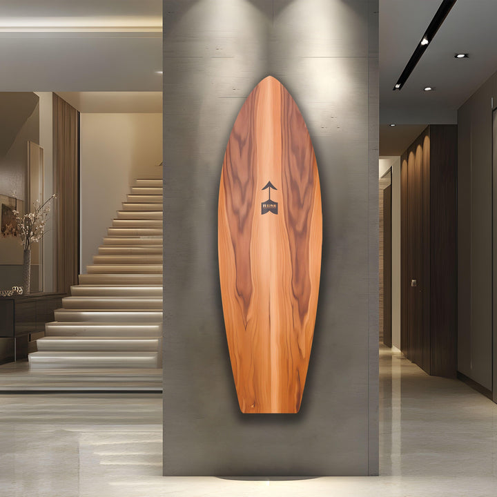 Brown Wooden Surfboard Wall Art