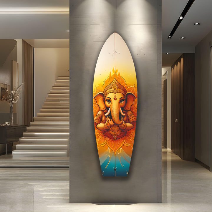 Buddha Orange Surfboard Wall Art