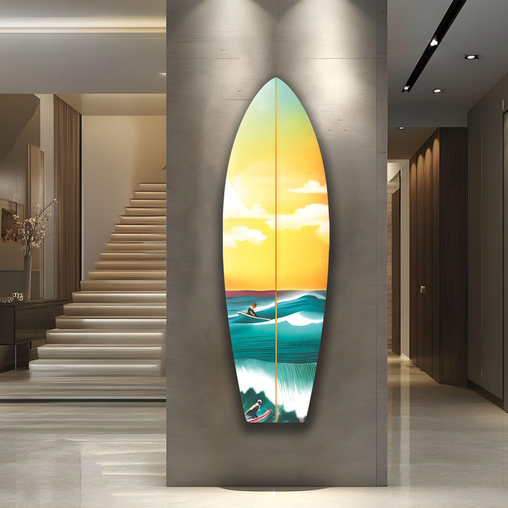 Sea Sunset Art Surfboard Wall Art