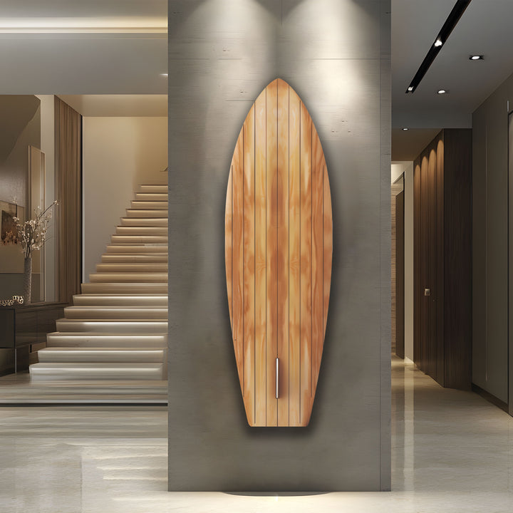 Wood Details Brown Beige Surfboard Wall Art