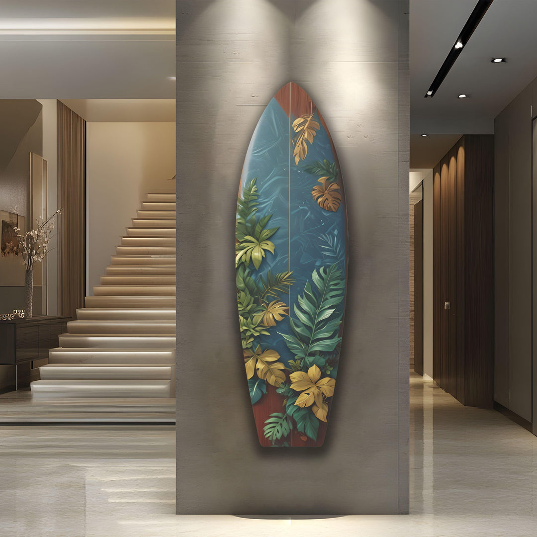 Botanical Leafs Surfboard Wall Art