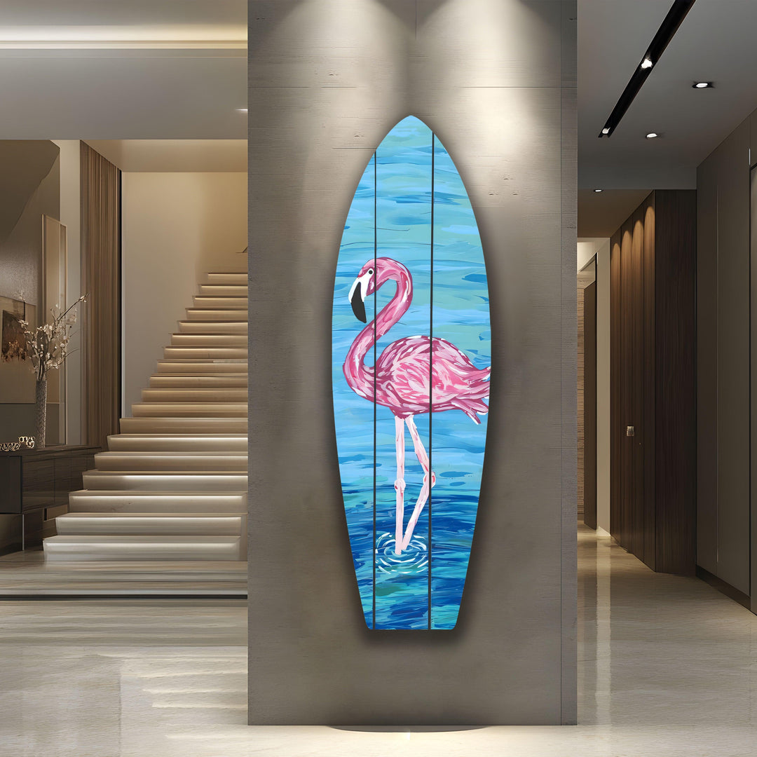 Flamingo Surfboard Wall Art