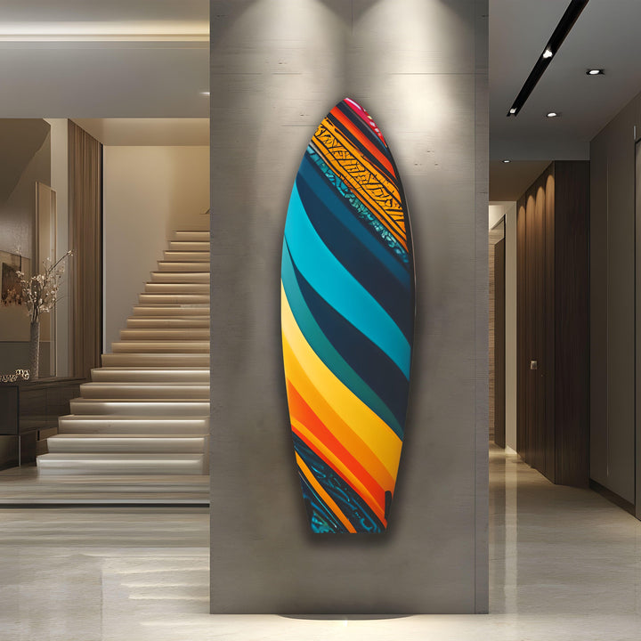 Blue Orange Art Surfboard Wall Art